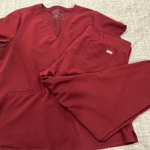 Figs Scrub Set, Burgundy, XXL